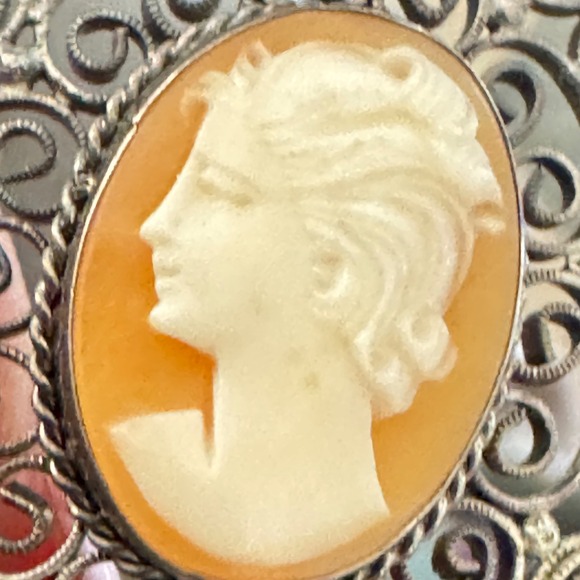 Antique 800 Silver Filigree Hand Carved Cameo Bracelet‎ - Picture 7 of 16